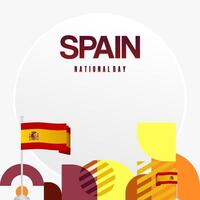 Spanisch National Tag Platz Banner im bunt modern geometrisch Stil. National und Unabhängigkeit Tag Gruß Karte mit Spanien Flagge. Hintergrund feiern National Urlaub Party vektor