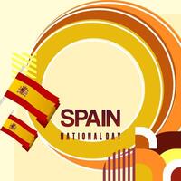 spanska nationell dag fyrkant baner i färgrik modern geometrisk stil. nationell och oberoende dag hälsning kort med Spanien flagga. bakgrund fira nationell Semester fest vektor