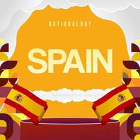 Spanisch National Tag Platz Banner im bunt modern geometrisch Stil. National und Unabhängigkeit Tag Gruß Karte mit Spanien Flagge. Hintergrund feiern National Urlaub Party vektor