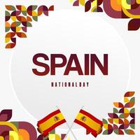 spanska nationell dag fyrkant baner i färgrik modern geometrisk stil. nationell och oberoende dag hälsning kort med Spanien flagga. bakgrund fira nationell Semester fest vektor