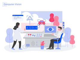 Computer Vision Illustration Concept. Modernt plattdesignkoncept av webbdesign för webbplats och mobilwebbplats. Vektorns illustration vektor
