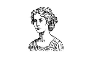 Jahrgang graviert Porträt Frau im retro Stil Zeichnung. vektor