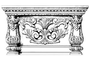 årgång barock dekorativ samling illustrationer av klassisk arkitektonisk ram element. vektor