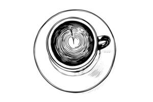 Tasse von Kaffee Hand gezeichnet Tinte skizzieren. graviert Stil Illustration. vektor