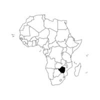 isolerat illustration med afrikansk kontinent med gränser av Allt stater. svart översikt politisk Karta av zimbabwe. vit bakgrund. vektor