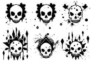 uppsättning av hand dragen skiss grunge bläck grafiti klotter åra. tatuering samling. illustration packa. vektor