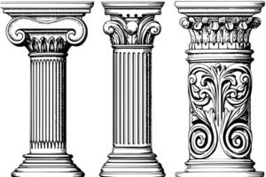 uralt Säule Sammlung Jahrgang Abbildungen von römisch und griechisch die Architektur Element. vektor