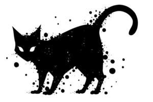 urban graffiti katt svart silhuett illustration i olika poser och uttryck vektor