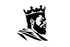 Regal König Logo edel Profil mit Krone und Bart, inspiriert durch uralt Majestät. vektor