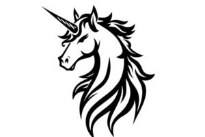 magisch Einhorn Kopf mystisch Symbol von Fantasie Logo Illustration. vektor