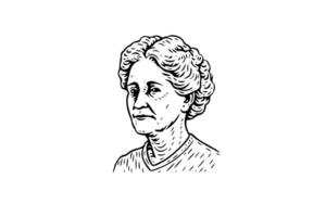 Jahrgang Oma Porträt handgemalt Illustration von ein Alten Frau. vektor