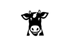 schwarz Kuh Kopf Logo zum Fleisch Industrie oder Bauern Markt Hand gezeichnet Briefmarke bewirken Illustration. vektor