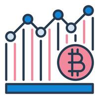 Bitcoin Graph Kryptowährung Handel farbig Symbol oder Logo Element vektor