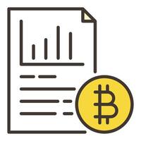 Bitcoin dokumentieren Kryptowährung Papiere farbig Symbol oder Zeichen im Gliederung Stil vektor