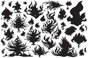 svart silhuett textur av en brand på vit bakgrund vektor