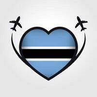 Botswana Reise Herz Flagge mit Flugzeug Symbole vektor