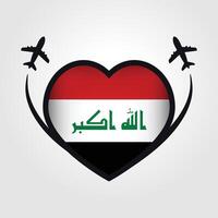 irak resa hjärta flagga med flygplan ikoner vektor