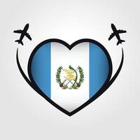 Guatemala Reise Herz Flagge mit Flugzeug Symbole vektor