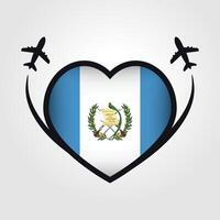 guatemala resa hjärta flagga med flygplan ikoner vektor