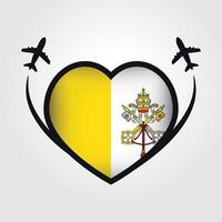 vatican resa hjärta flagga med flygplan ikoner vektor
