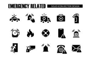 Notfall Situation verbunden solide füllen Symbole einstellen gut zum Netz oder Handy, Mobiltelefon App vektor