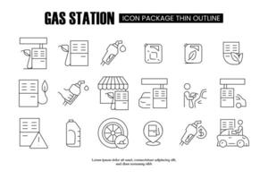 Gas Bahnhof dünn Gliederung Symbol Design gut zum Webseite und Handy, Mobiltelefon App vektor