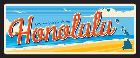 honolulu amerikan stad, USA retro resa tallrik vektor