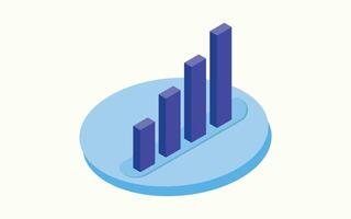isometrisk bar Diagram illustration. isometrisk färgrik Graf med ett ökande företag tillväxt tema vektor