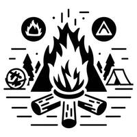 einfach Abenteuer Lagerfeuer Logo vektor