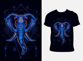 Illustrationsvektor Elefantenkopf mit heiliger Geometrie vektor