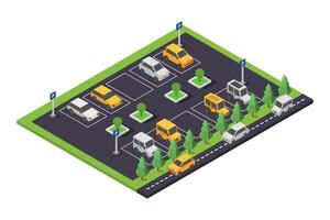 isometrisch Auto Parkplatz vektor