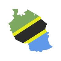 tanzania flagga Karta på vit bakgrund vektor
