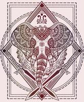 illustration elefanthuvud mandala prydnad stil vektor