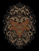 illustration vektor pentagram symbol gravyr prydnad stil