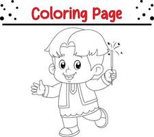 glücklich wenig Junge Färbung Buch Seite zum Kinder und Erwachsene vektor