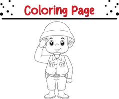 armén soldat hälsning färg bok sida för barn och vuxna vektor