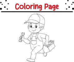 jung Mechaniker Färbung Buch Seite zum Kinder und Erwachsene vektor