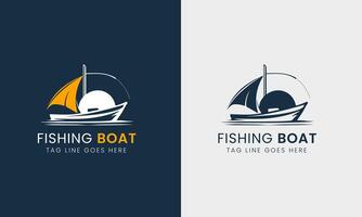 fiske båt fiske båt logotyp design hav fisk fånga minimalistisk unik prov mall vektor