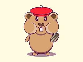 niedliche Hamster-Charakter-Vektor-Cartoon-Symbol-Illustration vektor