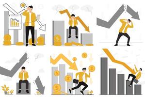 platt finansiell kris, konkurs, förlust, kris, problem begrepp illustration vektor