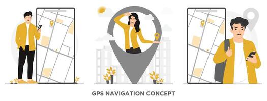 eben Adresse Geographisches Positionierungs System Navigator Bedienung suchen zum Ort Richtungen Konzept Illustration vektor