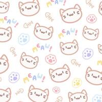 kawaii süß Muster mit Katze auf Weiß Hintergrund vektor