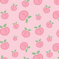 söt söt mönster med persika på rosa bakgrund vektor