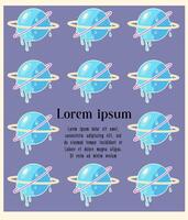 Ball Eis Creme, Süss Saturn Planet. Banner zum Eis Sahne Geschäft oder Restaurant. Raum zum Ihre Text im Design Illustration im retro kosmisch Stil vektor