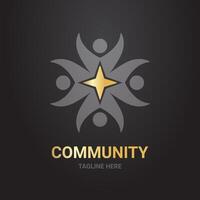 gemenskap logotyp, med lyx stil guld legering vektor