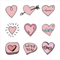 Herz zum Valentinstag Tag Karten, Poster, Design. Hand gezeichnet Gekritzel Illustration vektor