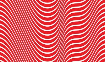 abstrakter Streifenhintergrund in Rot und Weiß mit Wellenlinienmuster. vektor