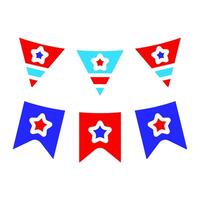 patriotisch Ammer Symbol. Rot, Weiss, und Blau Flagge Girlanden mit Star Entwürfe. Feier und festlich Dekoration Konzept. vektor