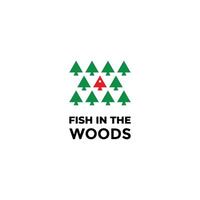 Fisch Symbol im das Wald Logo Design. Fisch unter das Bäume Logo Design. vektor
