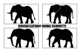 afrikanisch Elefant Tier Silhouette Satz, wild afrikanisch Elefant Silhouette einstellen vektor